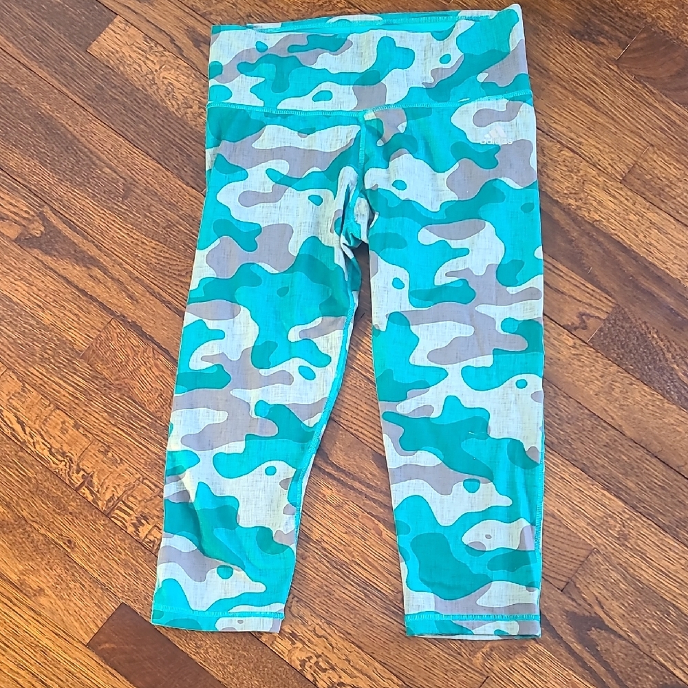 Adidas Womens Teal and Grey Camouflage leggings